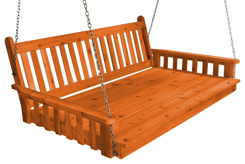 Cedar Traditional English Swingbed, Redwood Stain, 5 Foot
