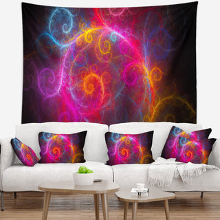 Beautiful Pink Pattern on Black Abstract Wall Tapestry, 60"x50"
