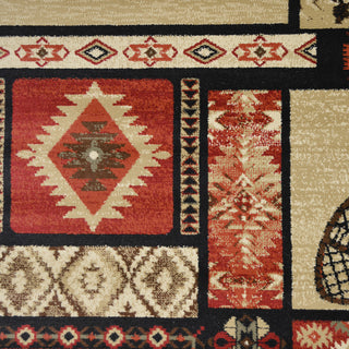 Lodge King Patchwork Multi Rustic Area Rug, 2'3"x7'7"