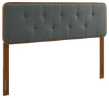 Collins Tufted Queen Fabric and Wood Headboard Walnut Charcoal