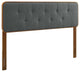 Collins Tufted Queen Fabric and Wood Headboard Walnut Charcoal