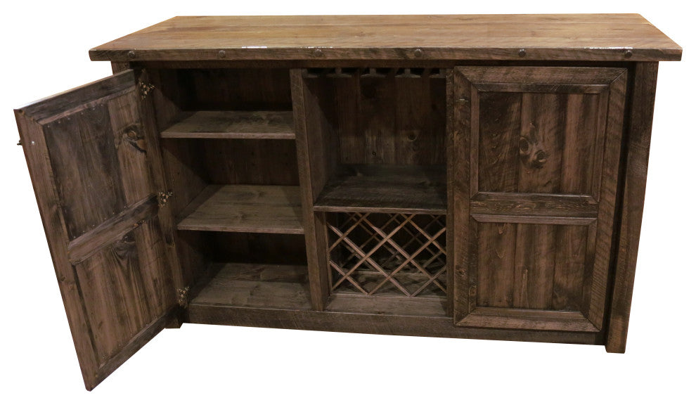 Barnwood Style Timber Peg Freestanding Bar Set, Dusk, Black Pine Cone and Quarter Espresso