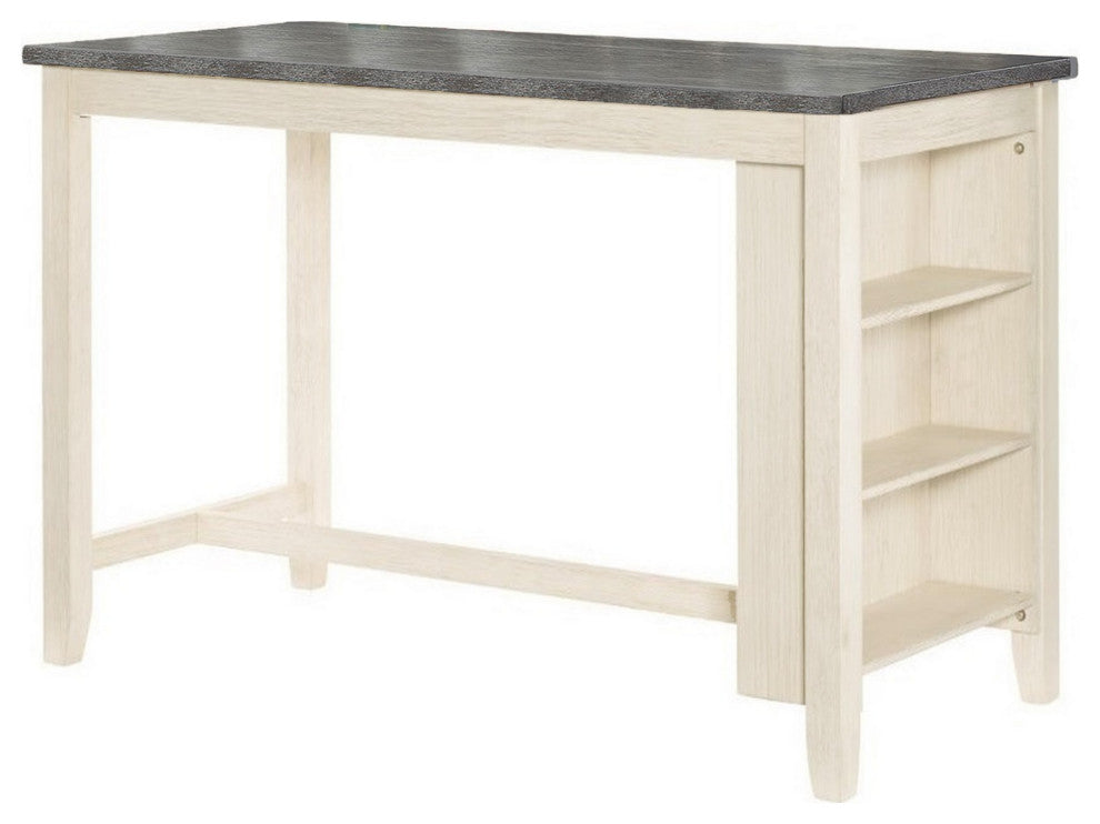 Benzara BM286286 Joss 60" Cottage Counter Height Table, 2 Tone Wood, Cream Base