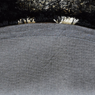 Hand Tufted Shag Polyester Area Rug Geometric Black Beige, 8'x8' Round
