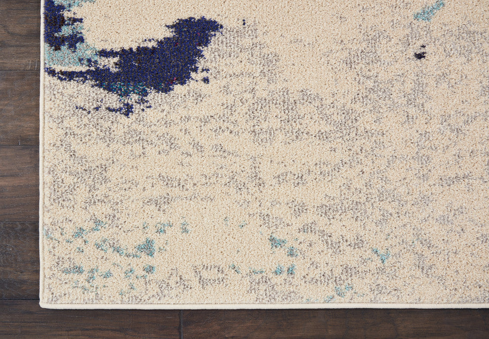 Nourison Celestial 9' x 12' Ivory/Teal Blue Modern Indoor Area Rug