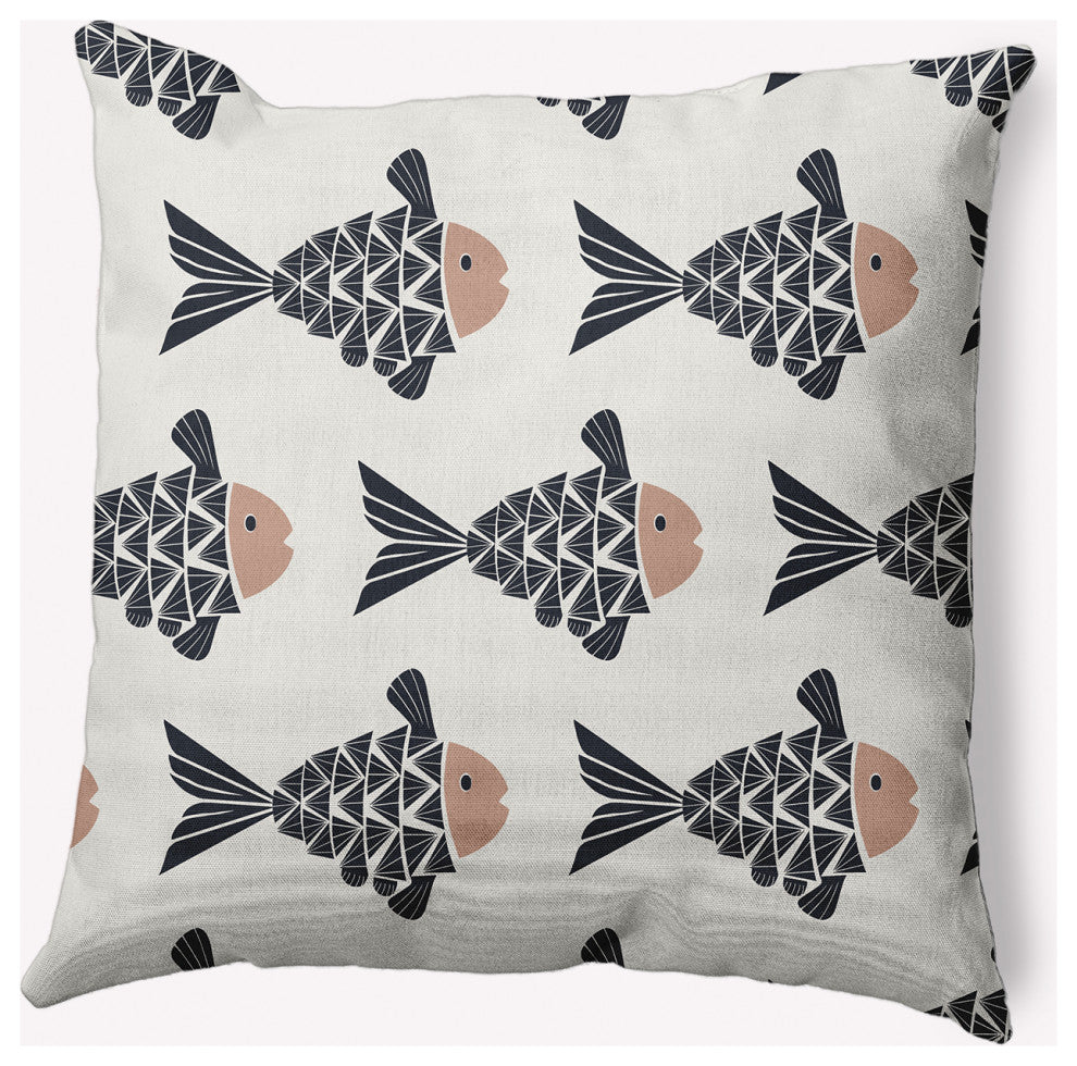 18x18" Fish Tales Nautical Decorative Indoor Pillow, Mauve