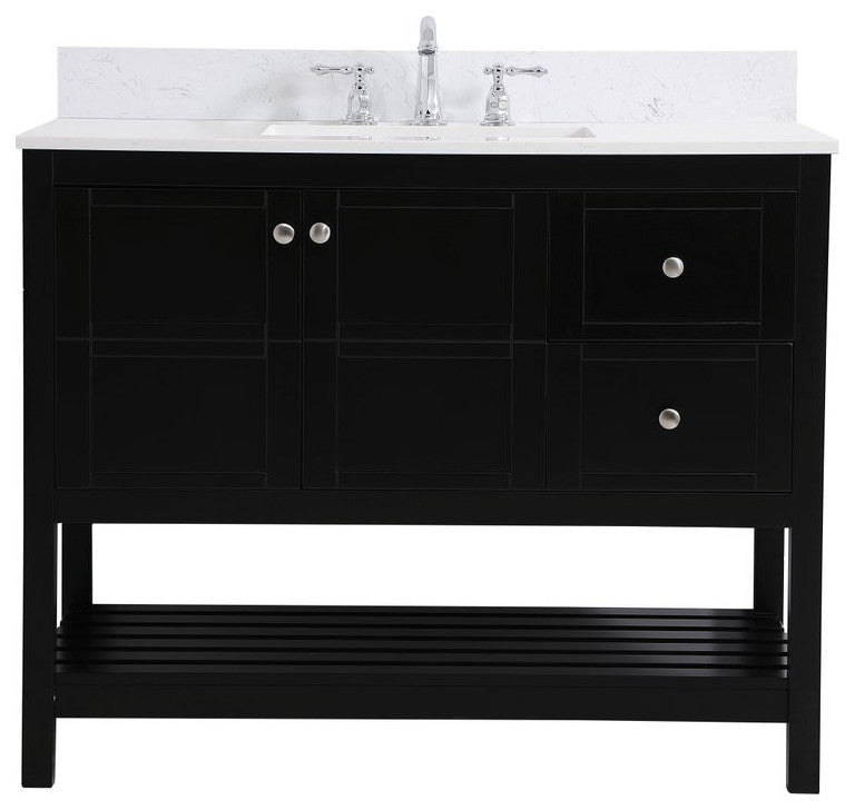 Tobias 42" Single Bathroom Vanity, Black With Backsplash