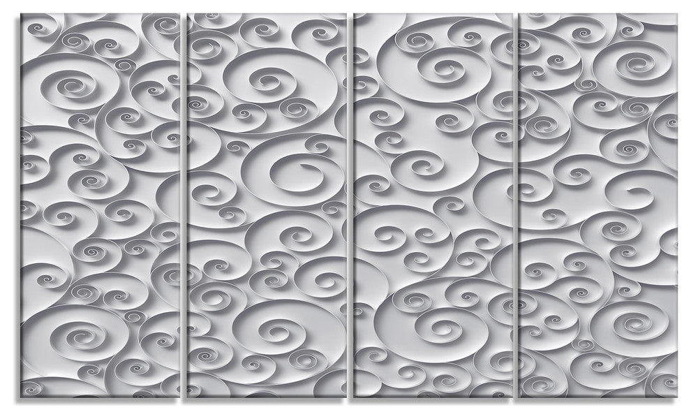 Curly Paper Quilling Ribbons, Abstract Canvas Art Print, 48"x28", 4 Panels
