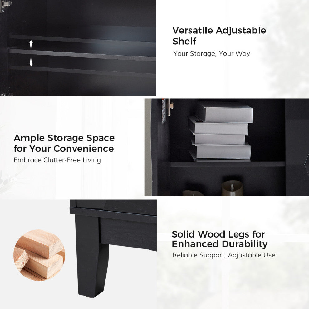 Infographic collage with text overlays describing storage features.