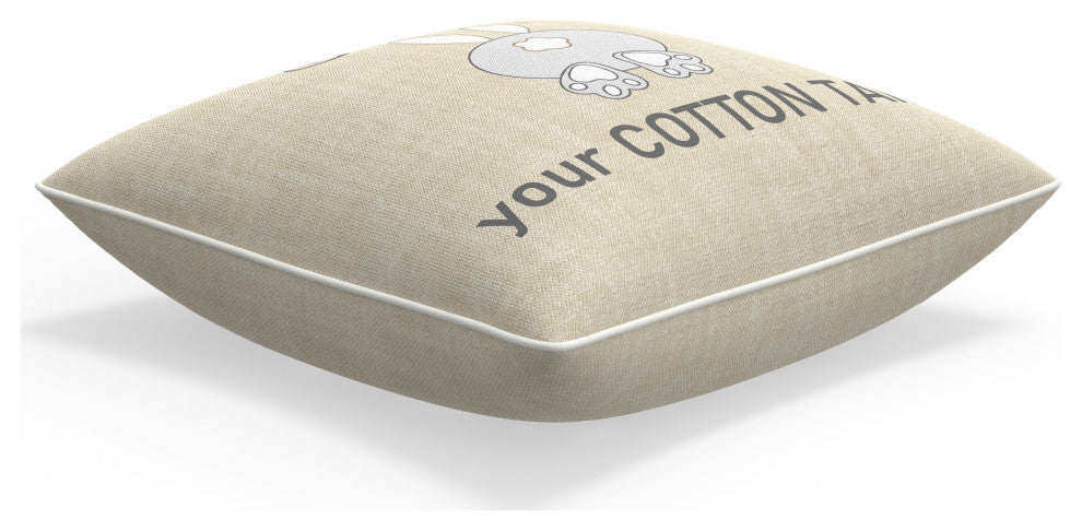 Outdoor/Indoor Easter Cotton Tail Natural 18" Throw Pillow
