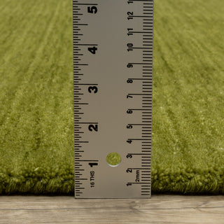 Apollo Heathered Solid Olive Green Hand-Made Wool Area Rug 5' x 8'