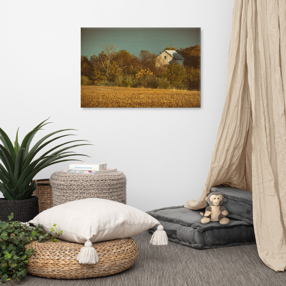 Canvas Wall Decor: Abandoned Barn - Aged Rural Landscape Photo, 24" X 36"
