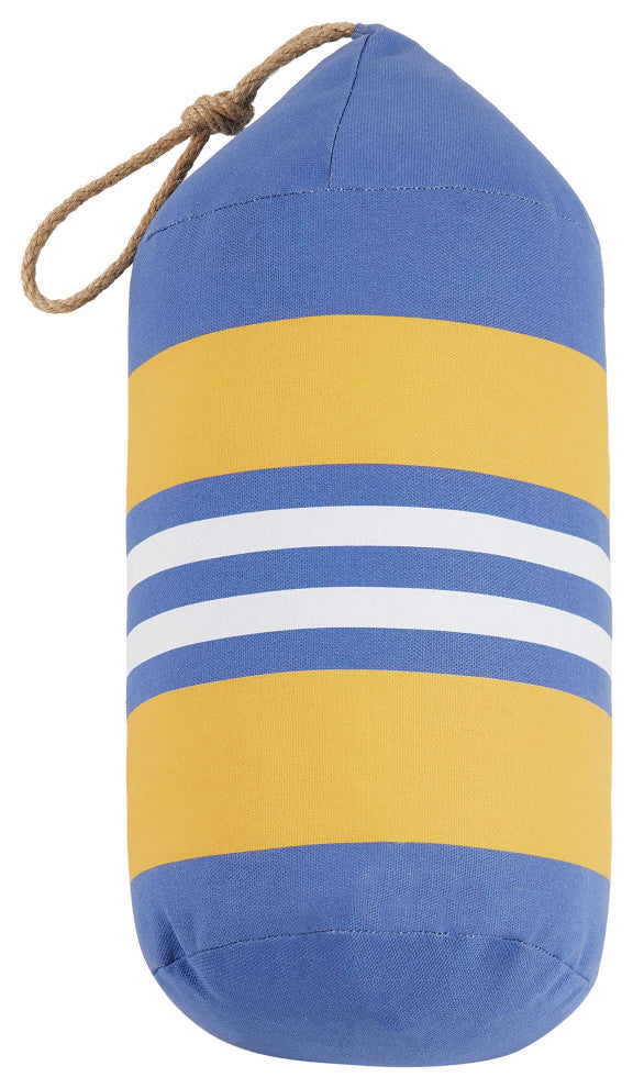 Navy Yellow Stripe Buoy Shaped Printed Pillow