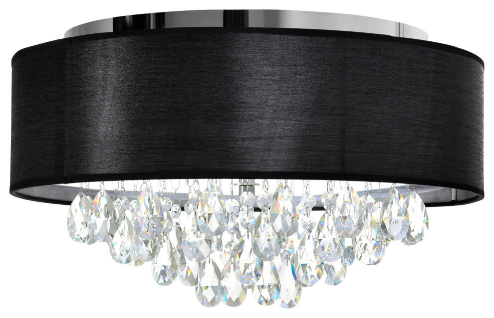 Dash Drum Shade Flush Mount, Black, 18"