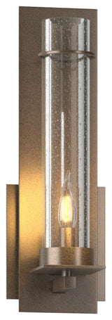 New Town Wall Sconce, Bronze, Seeded Clear Glass