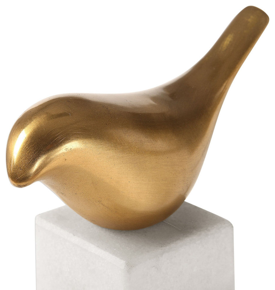 Uttermost 18603 Songbirds Brass and Marble Bird Statue by David - Brass