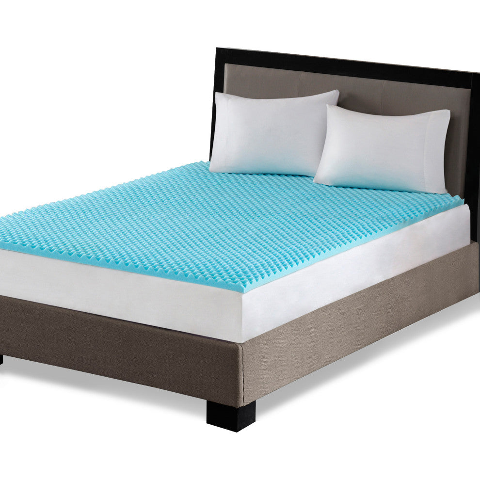 Sleep Philosophy 1.5" Gel Memory Foam Topper, Blue, King