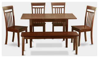 6 Pc Table, Kitchen Dinette Table, 4 Kitchen Dining Chairs Plus Bench