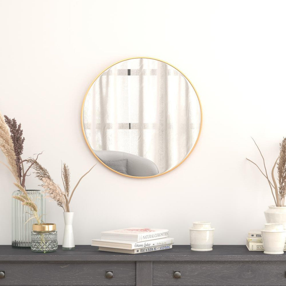 Julianne Large Accent Mirror Metal Framed Wall Mirror, Gold, 24"