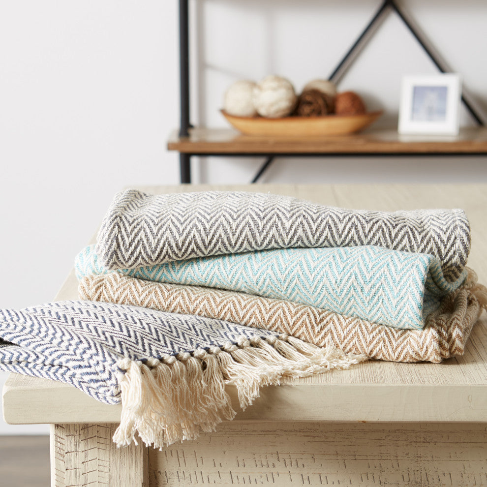 Aqua Handloom Chevron Table Runner 15x108