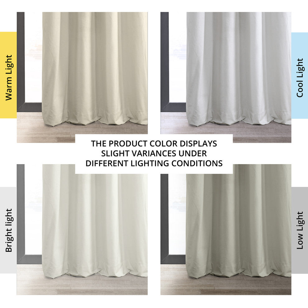 Signature Off White Grommet Blackout Velvet Curtain Single Panel, 50"x120"