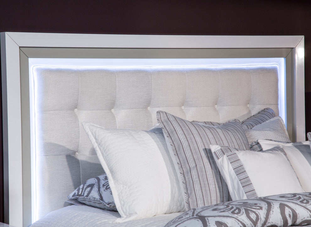 Sky Tower LED Platform Bed - Cloud White, Cal King