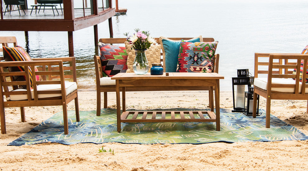 Unique Loom Blue Vortex Outdoor 2' 2 x 3' 0 Area Rug
