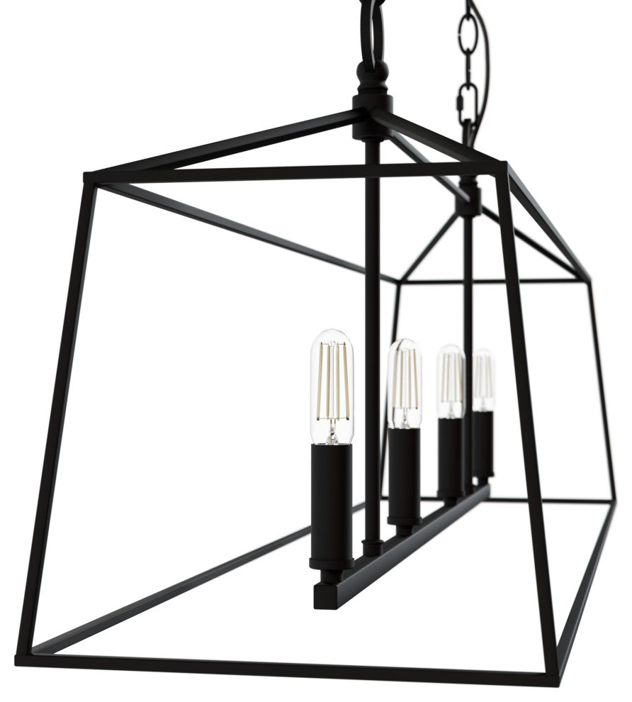 Fair Oaks Flat Matte Black 4 Light Chandelier