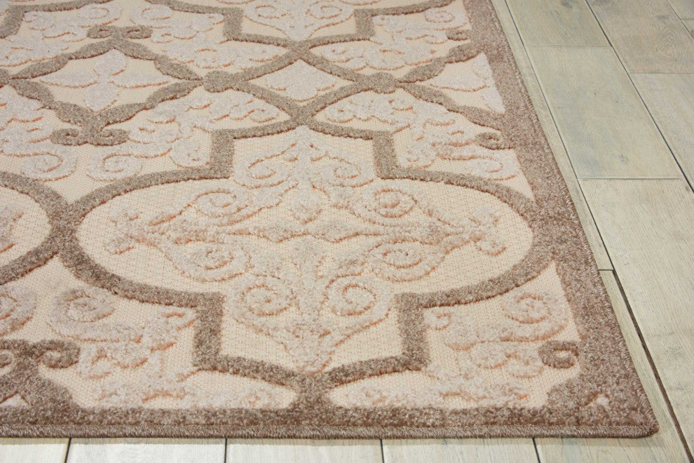 8 x 11 Cream and Beige Trellis Indoor Outdoor Area Rug