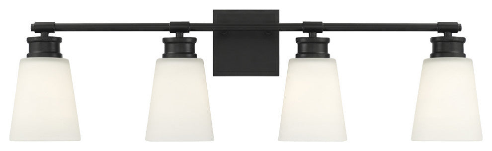 4-Light Bathroom Vanity Light, Matte Black