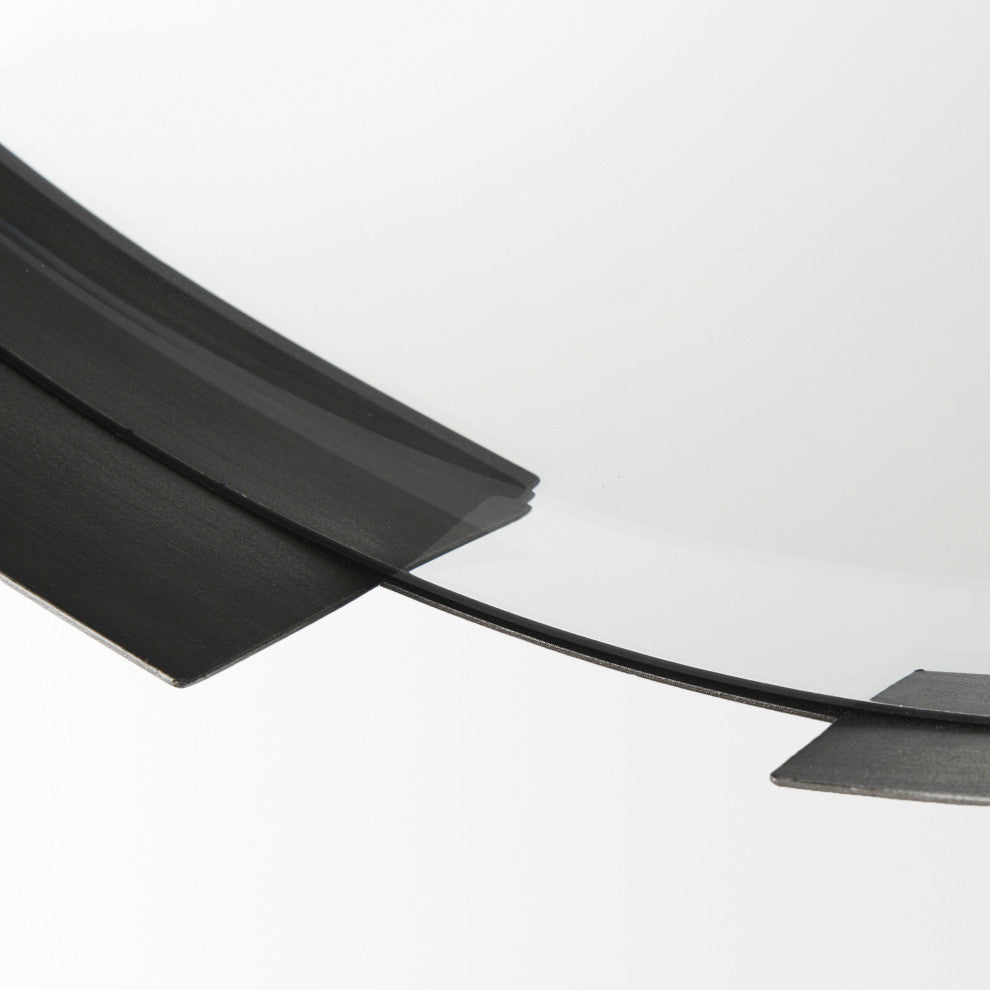 Adrianna 24.4" Black Metal Round Mirror