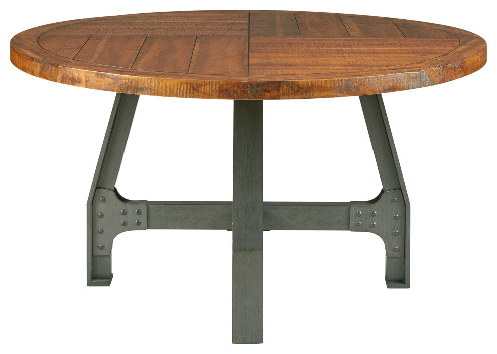 INK+IVY Lancaster Industrial Dining Table, Amber, Round Dining Set
