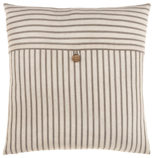 Surya Penelope Stripe Light Beige Pillow Shell With Polyester Insert 18"H X 18"W