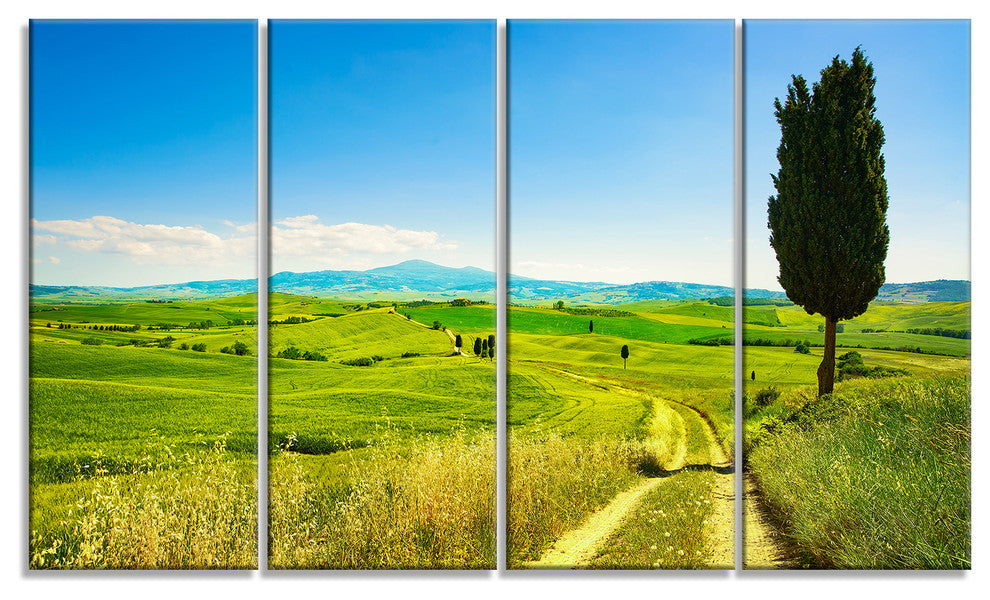"Rural Landscape Countryside Farm" Landscape Wall Art Print, 4 Panels, 48"x28"