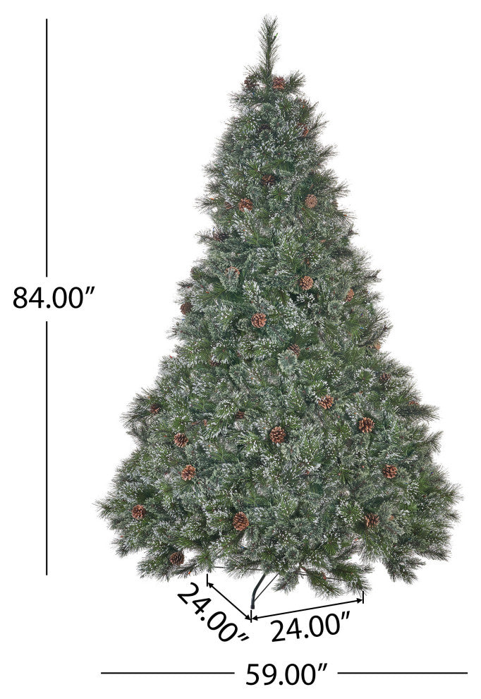 Jody 7' Pine and Mixed Spruce Artificial Christmas Tree, Pre-Lit Multi-Colored