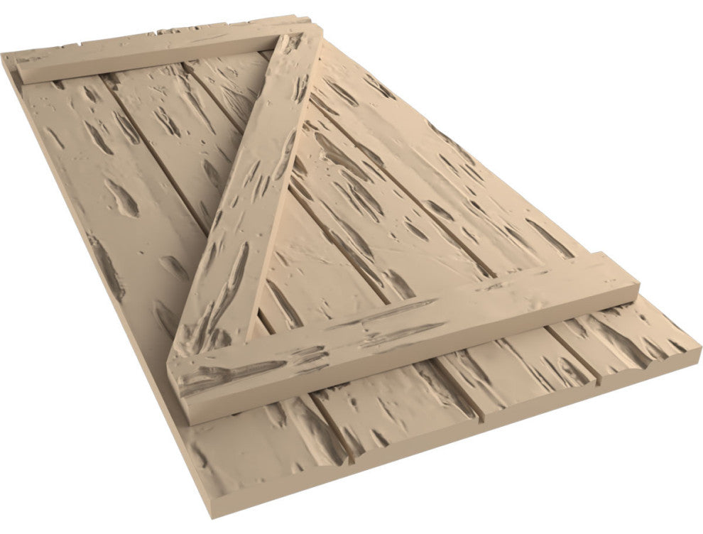 Rustic 4 Board Joined B-N-B Faux Wood Shutters, Pecky Cypress, 22x46"