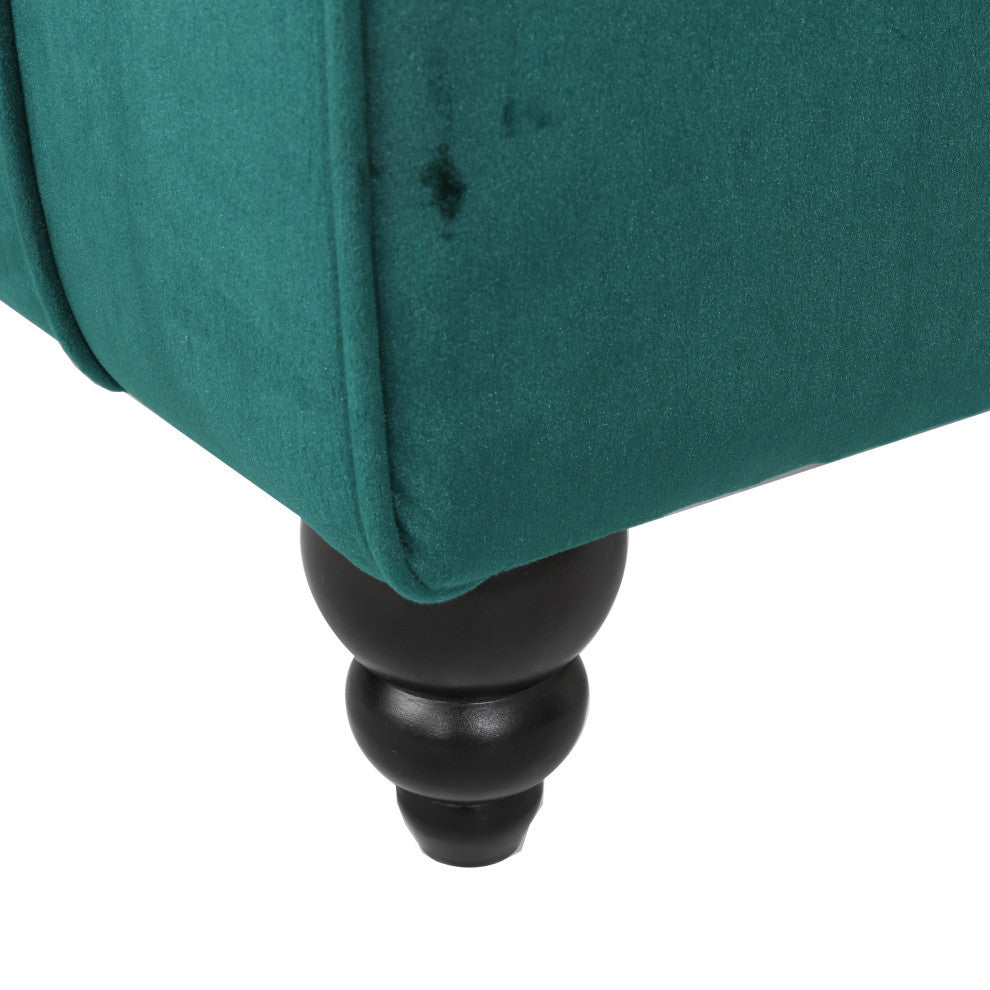GDF Studio Rafaela Tufted New Velvet Chaise Lounge, Teal