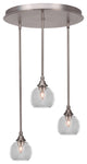 Empire 3-Light Cluster Pendalier, Brushed Nickel/Clear Bubble