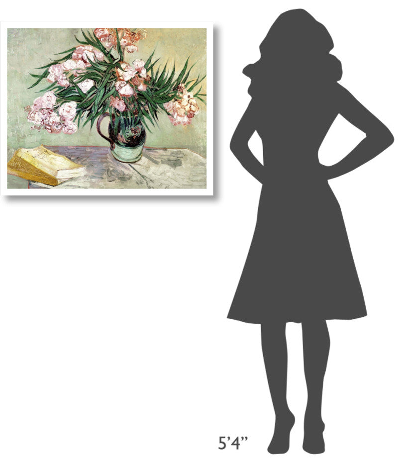 "Still Life: Vase with Oleanders and Books" Print by Vincent Van Gogh, 32"x26"