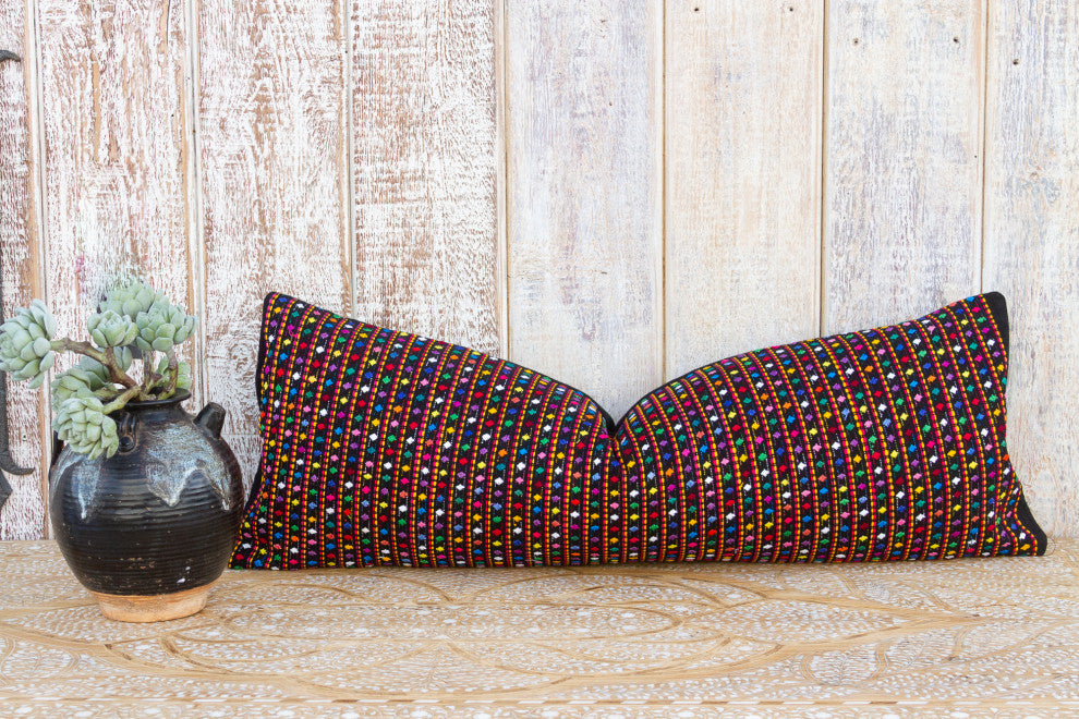 Long Vintage Mayan Brocade Yolotli Pillow