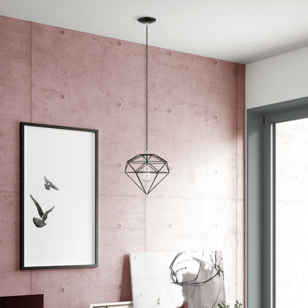 Knox 1 Light Shiny Black With Polished Chrome Accents Pendant