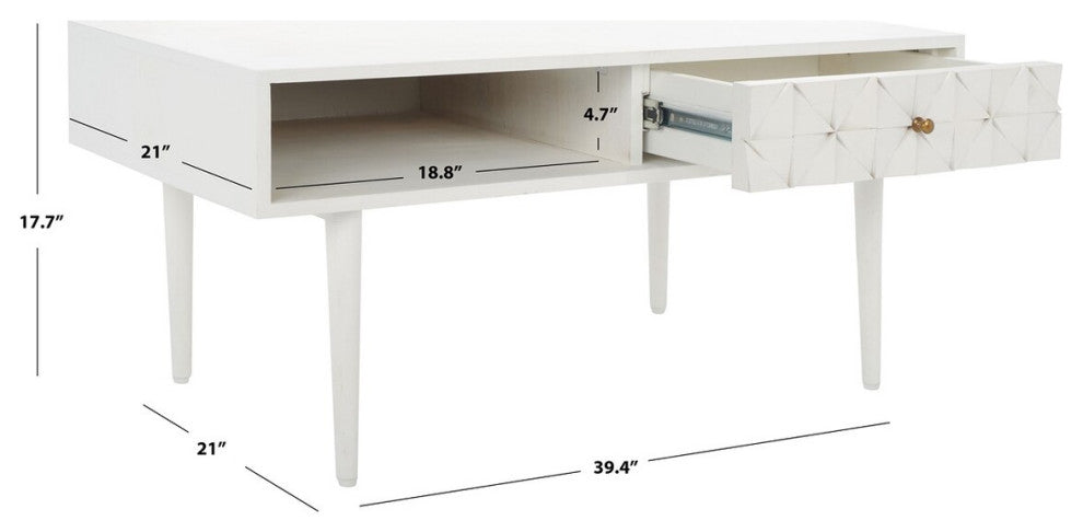 Safavieh Lexington Coffee Table, White Washed