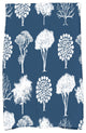 Field of Trees Floral Print Kitchen Towel, Blue