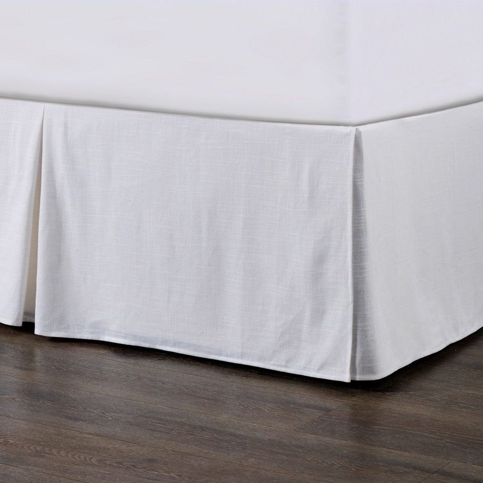 Tailored Linen Bed Skirt, King, White
