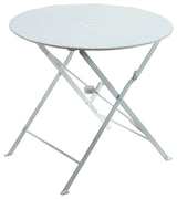 30" Round Folding Metal Bistro Table With Umbrella Hole, White