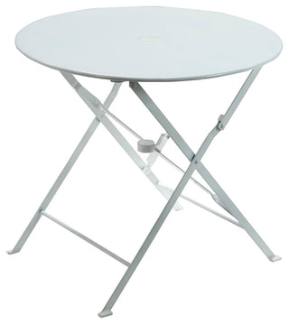 30" Round Folding Metal Bistro Table With Umbrella Hole, White