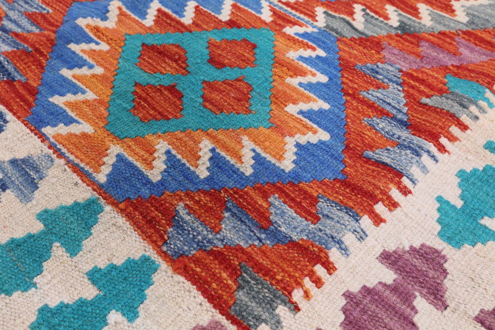 6' 7" X 9' 9" Reversible Flat Weave Kilim Wool On Wool Rug - Q12549