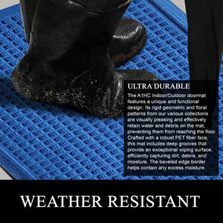 A1HC Superior Absorbant Polypropylene Doormat, Blue Waffle, 24"x36"