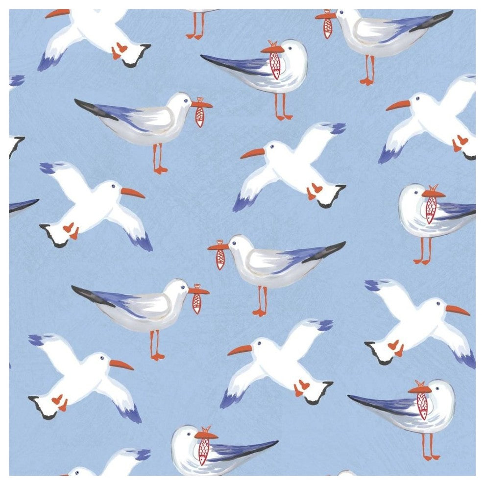 "Coastal Birds Pattern II" Digital Paper Print by Farida Zaman, 38"x38"