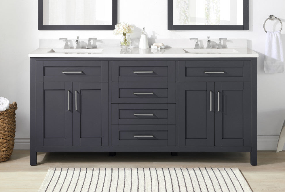 OVE Decors Tahoe Vanity With Mirror, Dark Charcoal, 72"